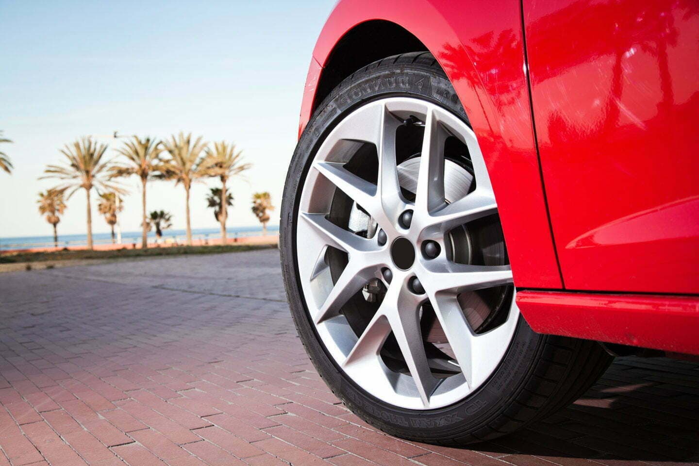 Car wheel in summer